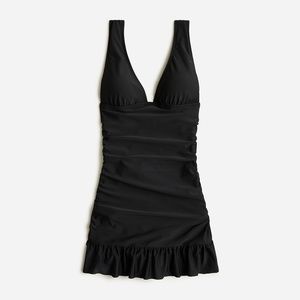 NWT JCrew Ruched V-neck swim dress Black Sz 10
